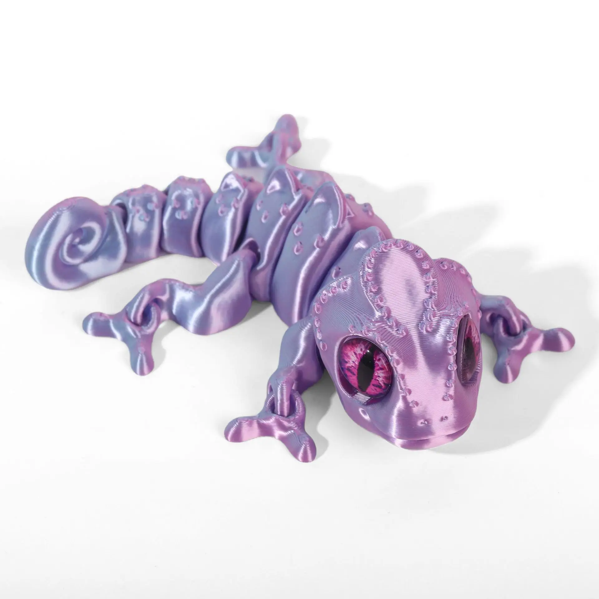 Figurka kameleona drukowana 3D - ruchoma zabawka Ciemny szary