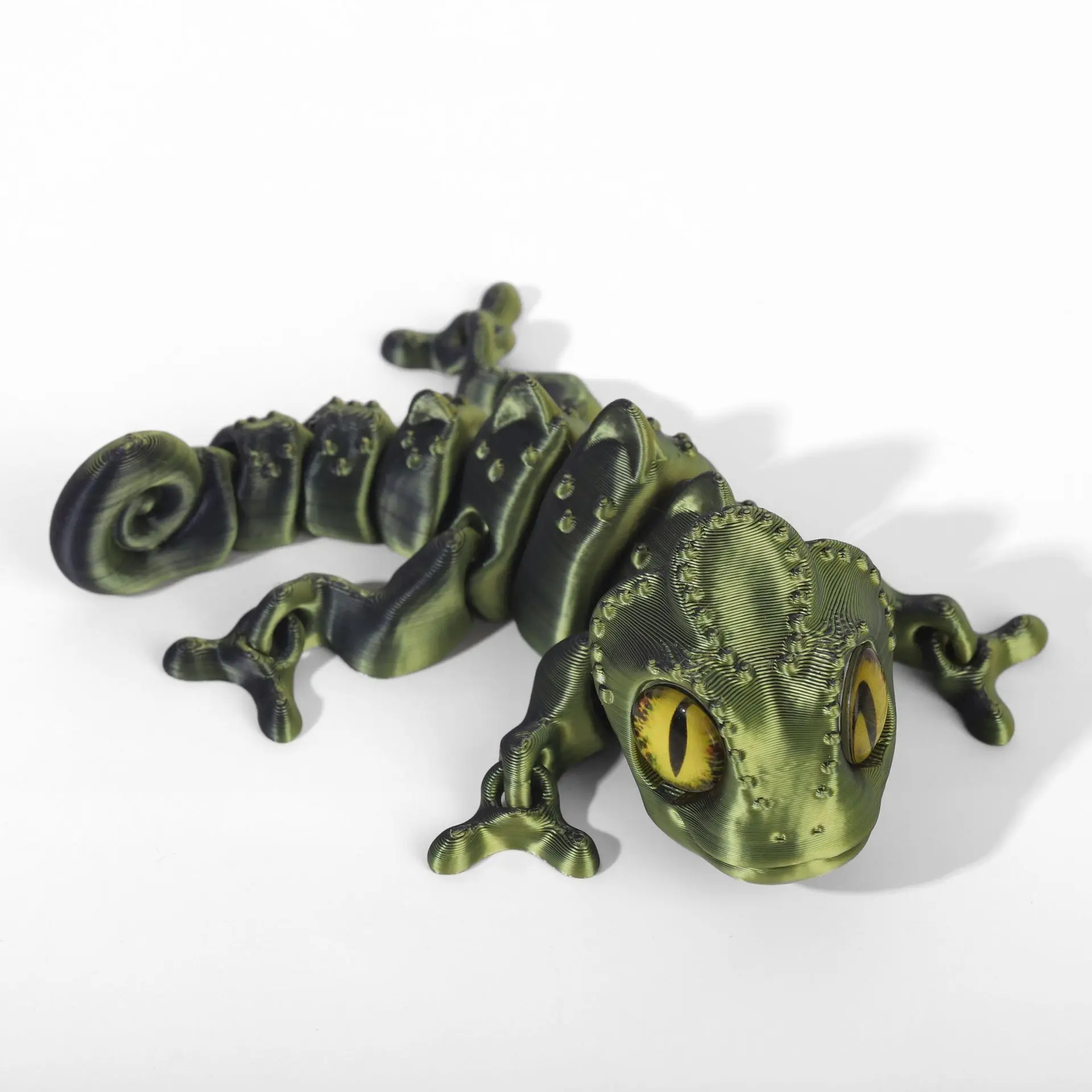 Figurka kameleona drukowana 3D - ruchoma zabawka Jasnoszary