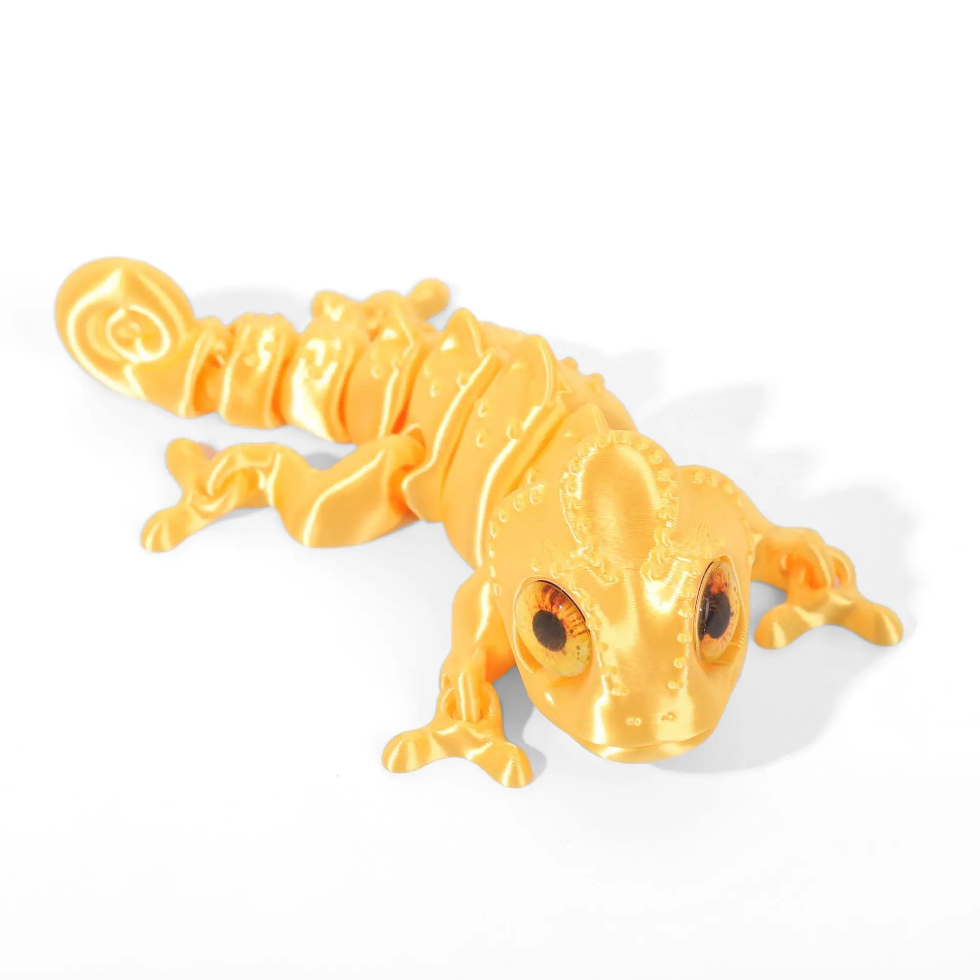 Figurka kameleona drukowana 3D - ruchoma zabawka Jasnożółty