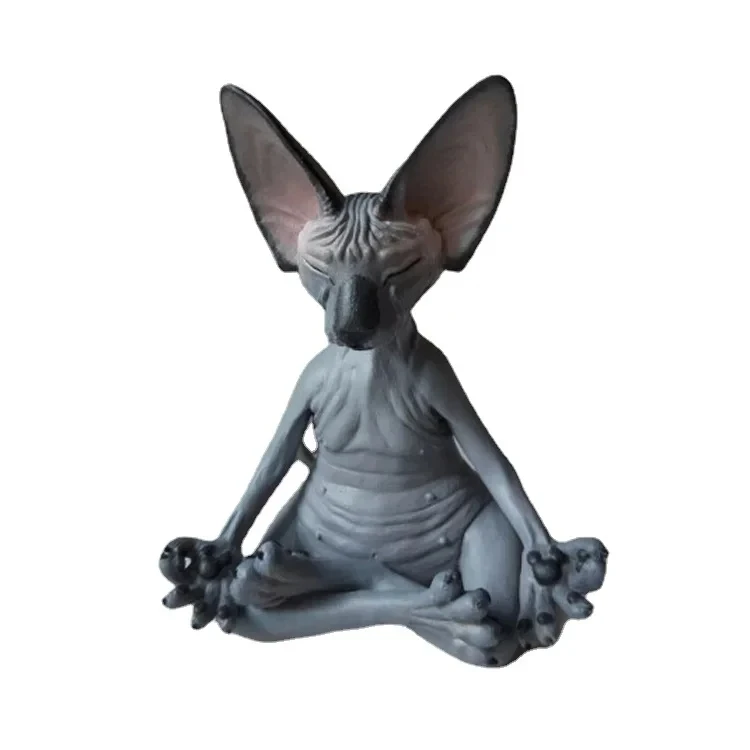 Figurka kota Budda Sfinks - dekoracja medytacja joga Czarny