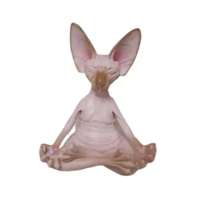 Figurka kota Budda Sfinks - dekoracja medytacja joga Kremowo biała