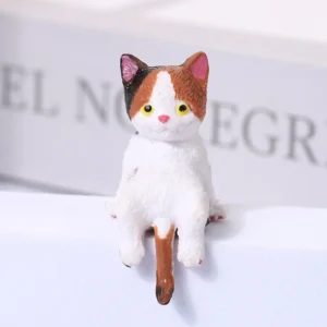Figurka kota na krawędź kubka - mini ozdoba na biurko Ciemnoniebieski