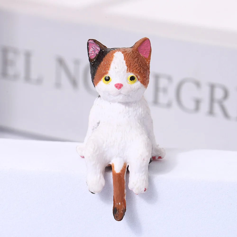 Figurka kota na krawędź kubka - mini ozdoba na biurko Ciemnoniebieski