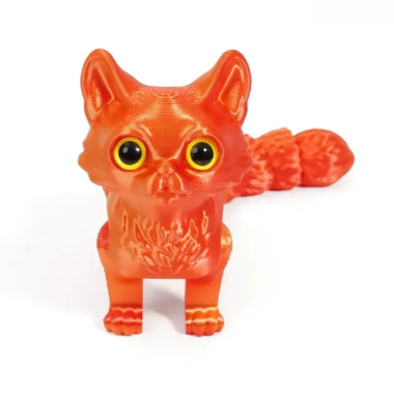 Figurka kota z ruchomym ogonem - druk 3D Czerwony