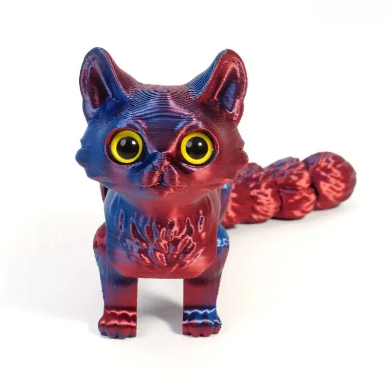 Figurka kota z ruchomym ogonem - druk 3D Królewski niebieski