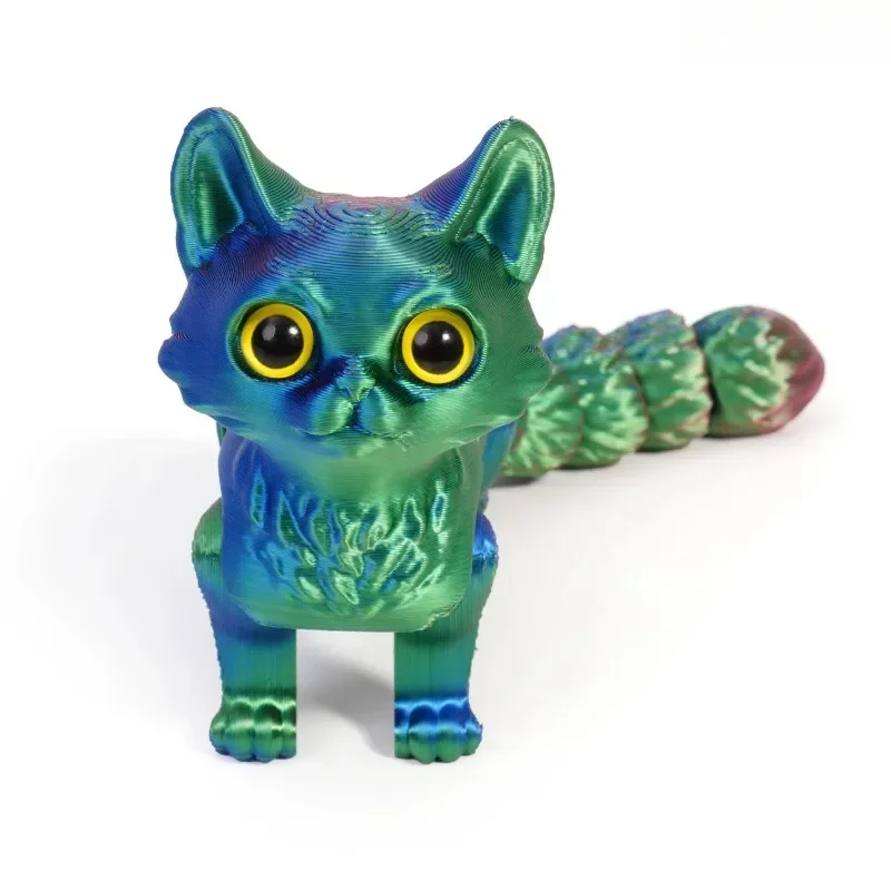 Figurka kota z ruchomym ogonem - druk 3D Zielony