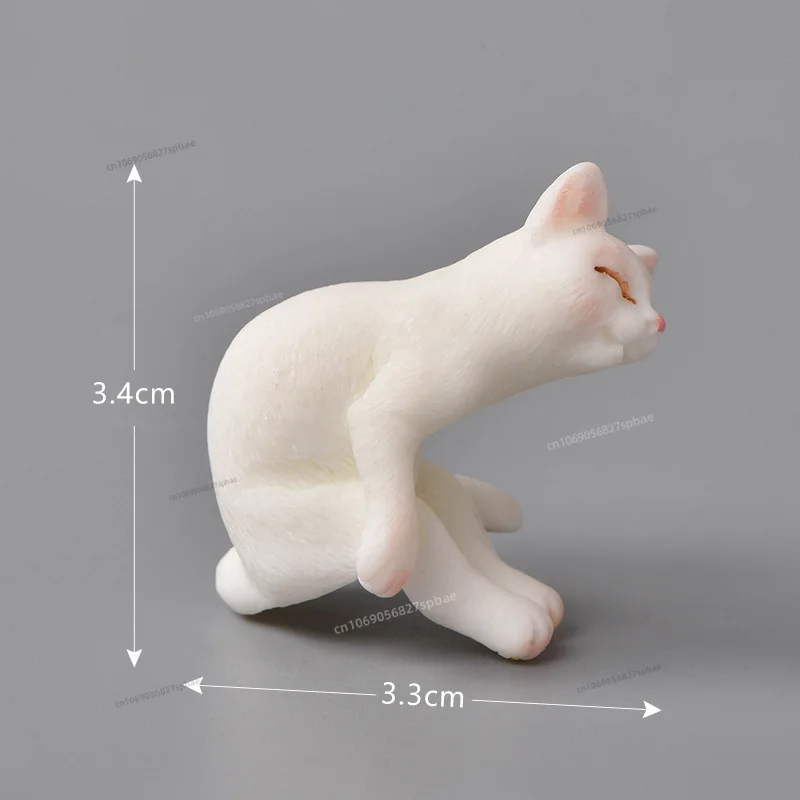 Figurka kota z żywicy - miniaturowa ozdoba do ogródka Brązowy