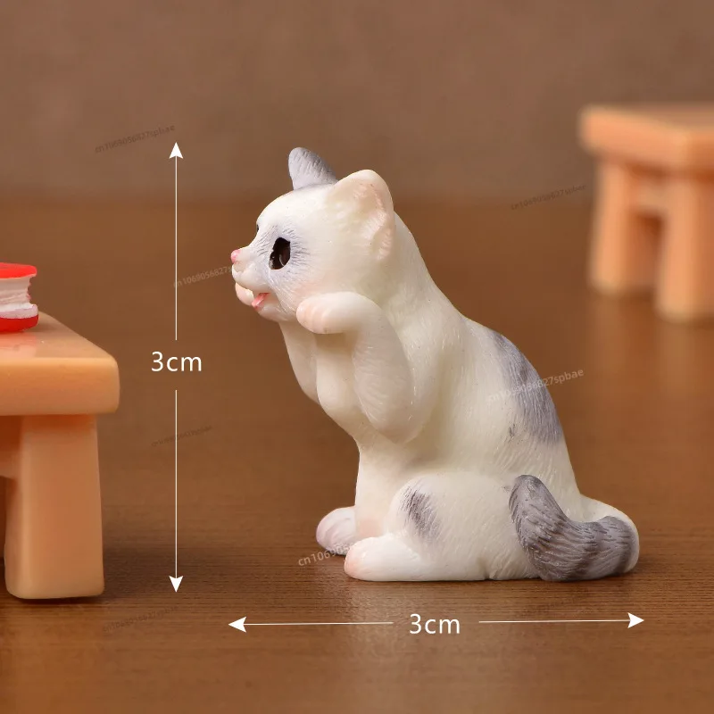 Figurka kota z żywicy - miniaturowa ozdoba do ogródka Ciemny szary