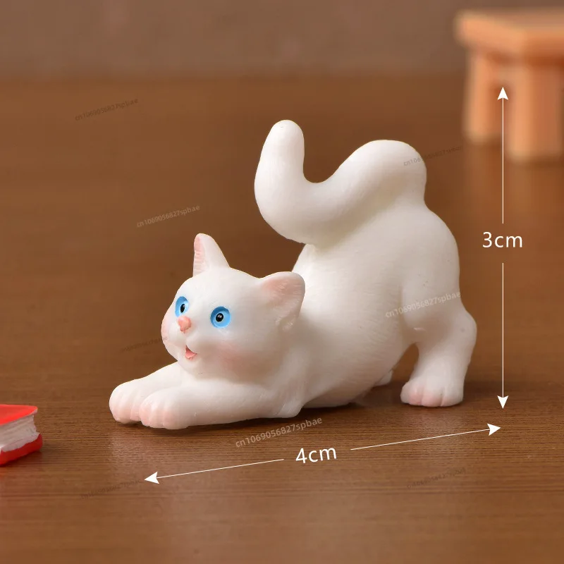 Figurka kota z żywicy - miniaturowa ozdoba do ogródka Wielokolorowy
