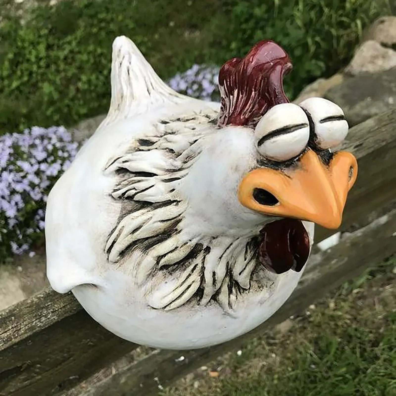 Figurka kury z żywicy dekoracja do ogrodu Ciemnoszary