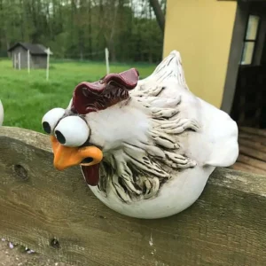 Figurka kury z żywicy dekoracja do ogrodu Róża