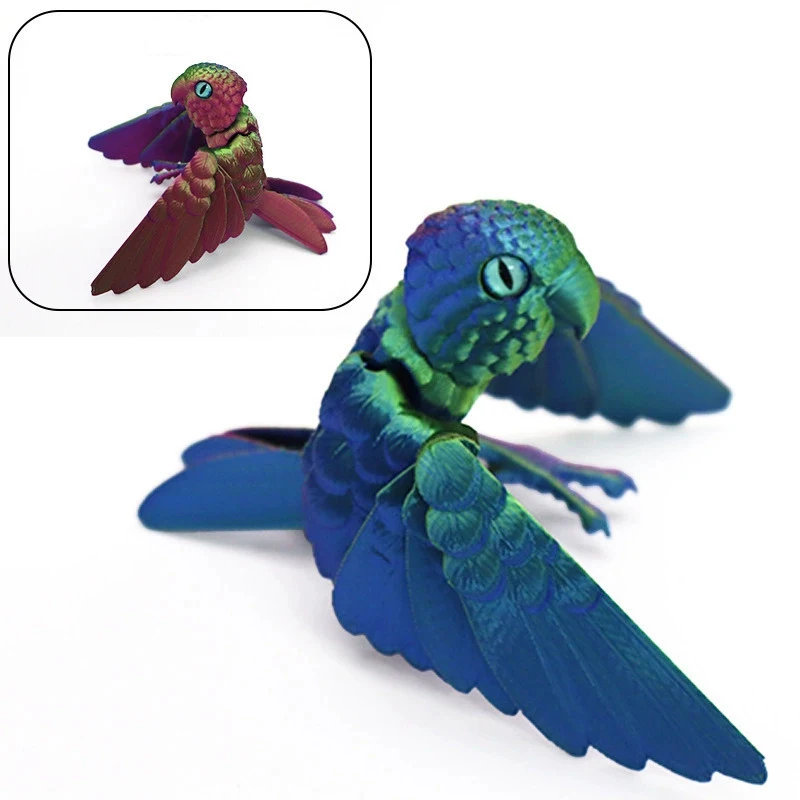 Figurka papugi 3D – ruchoma ozdoba ptak na półkę Jasnożółty