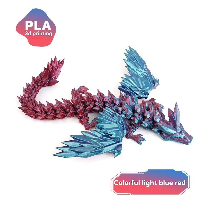 Figurka smoka 3D 22 cm – ozdoba na biurko śliwka