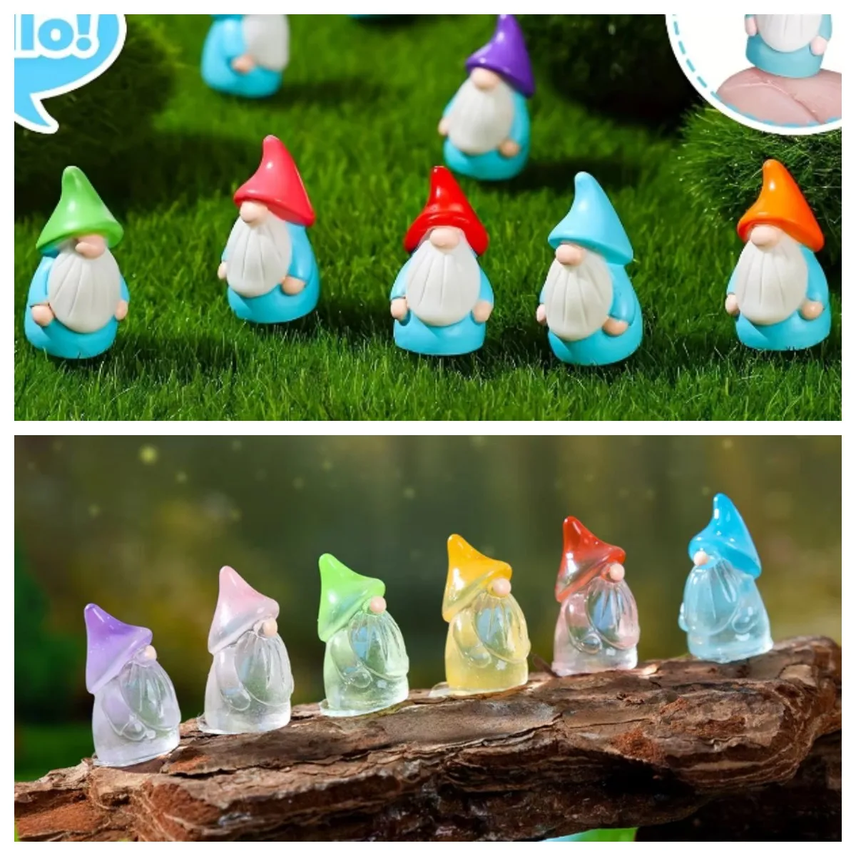 Figurki krasnali i wróżek do miniaturowego ogrodu Ciemnoszary