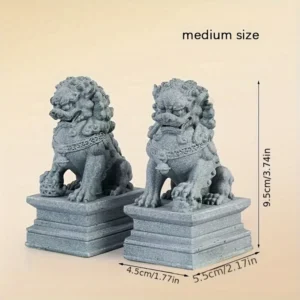 Figurki lwów Foo Dogs Feng Shui - para strażników na biurko Jasnozielony
