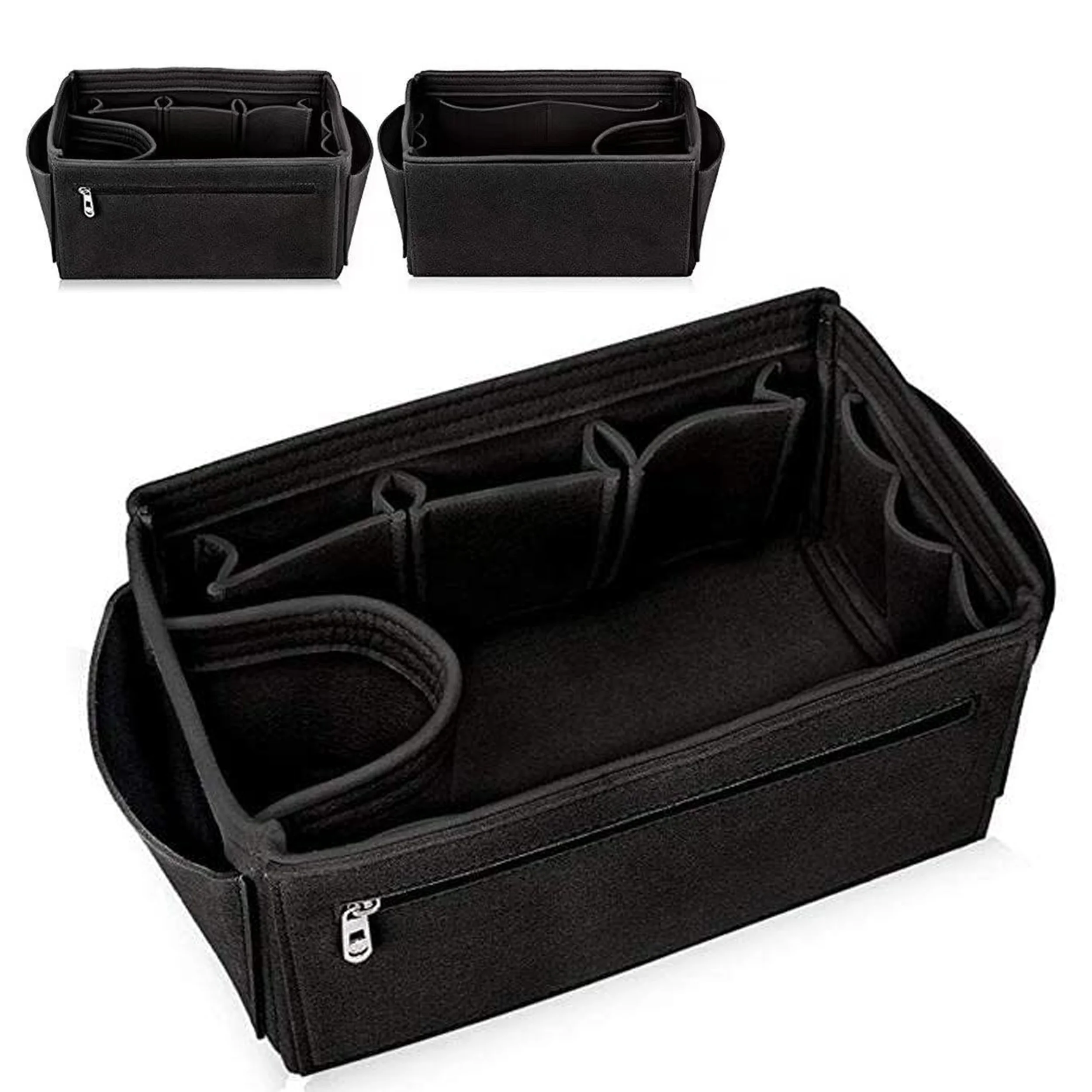 Filcowy organizer do torebki z przegrodami Czarny
