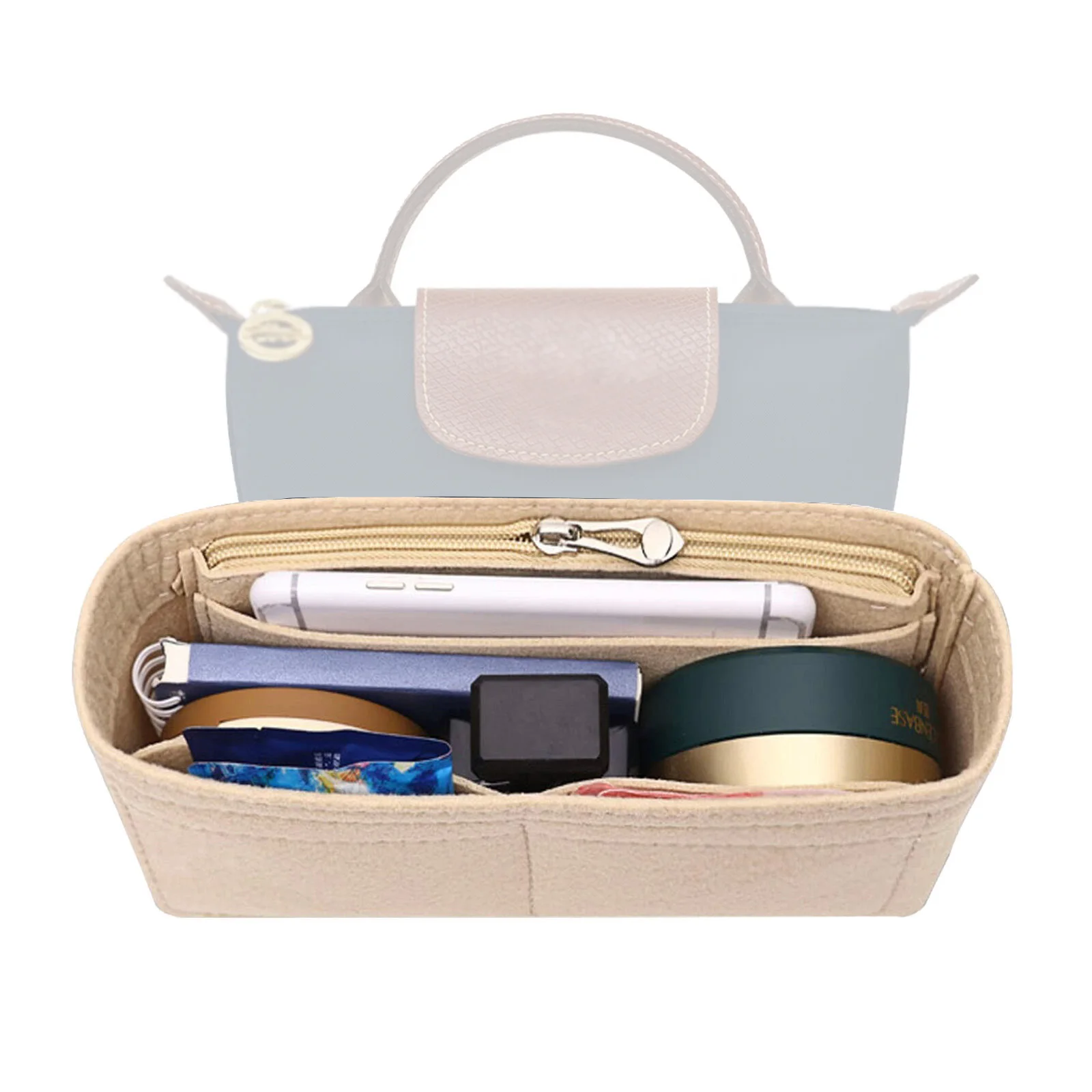 Filcowy organizer do torebki – wkład do torby Longchamp Mini Beżowy