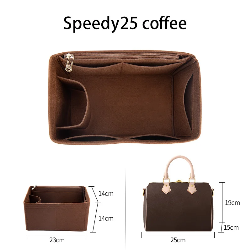 Filcowy organizer do torebki LV Speedy 20 25 30 35 Kawowy