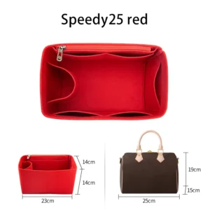 Filcowy organizer do torebki LV Speedy 20 25 30 35 Czerwony