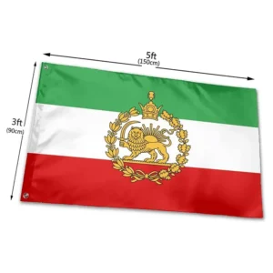 Flaga Iranu historyczna ze lwem i słońcem 90x150 cm Czerwony