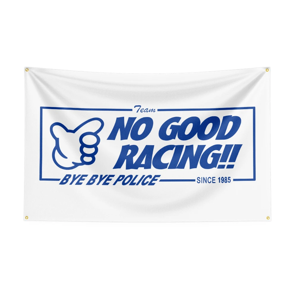 Flaga wyścigowa No Good Racing do dekoracji garażu i pokoju Zielony