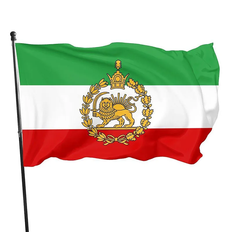 Zestaw 10 flag Iranu historycznych do machania – 14x21 cm z masztem Kolor piaskowy