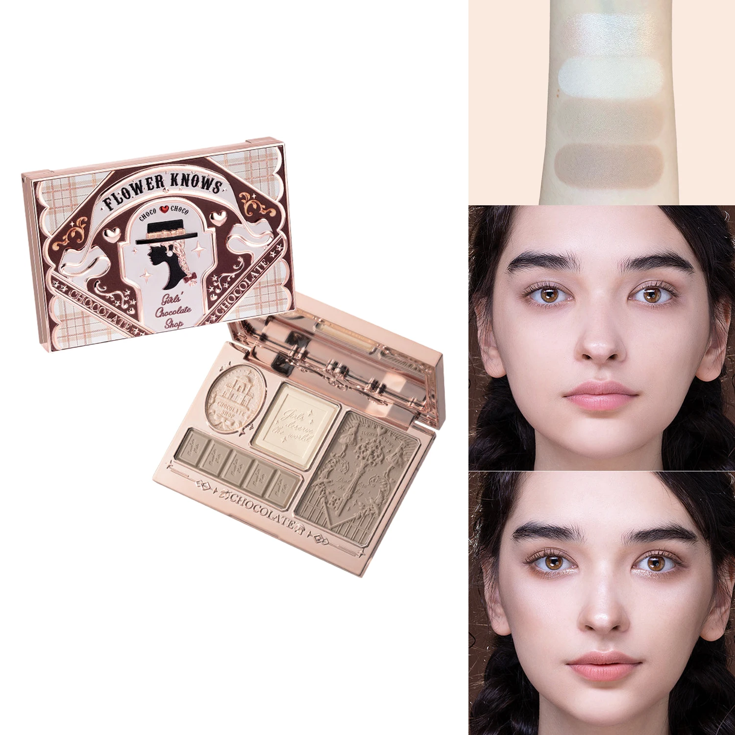 Flower Knows Chocolate paleta do konturowania twarzy bronzer Czekolada