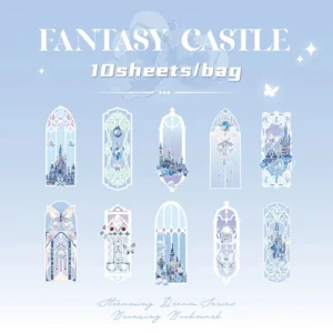 Fluorescencyjne zakładki do książek Fantasy z PCV — zestaw 10 sztuk Niebieski