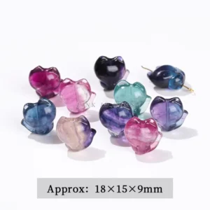 Naturalny fluoryt rzeźbiony zwierzątka wisiorek do biżuterii DIY Czarny
