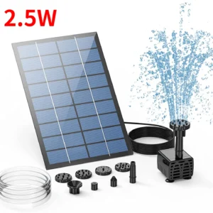 Fontanna solarna 2,5W z 6 dyszami i panelem słonecznym Róża
