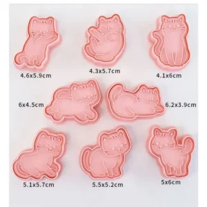 Foremki do ciastek w kształcie kota, zestaw 8 sztuk Khaki