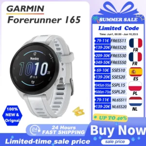 Zegarek sportowy Garmin Forerunner 165 z pomiarem tętna i GPS Biały