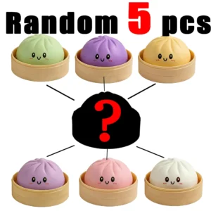 Gniotek squishy baozi z bambusowym koszykiem, wolno rosnący Ciemny szary