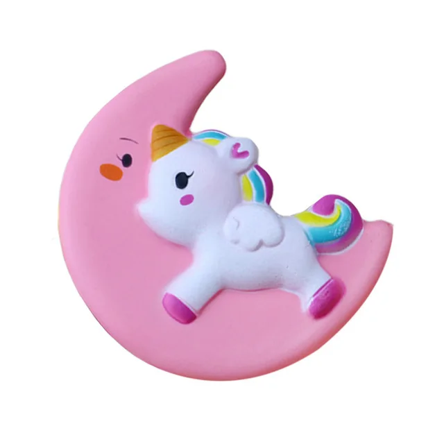 Gniotek squishy jednorożec Pegaz kawaii, wolno rosnący 11 cm Różowy