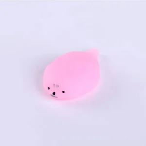 Gniotek squishy mini foczka kawaii, zabawka na palec Różowy