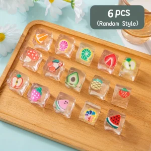 Gniotki squishy kostki lodu z owocami kawaii, zestaw Jasnożółty