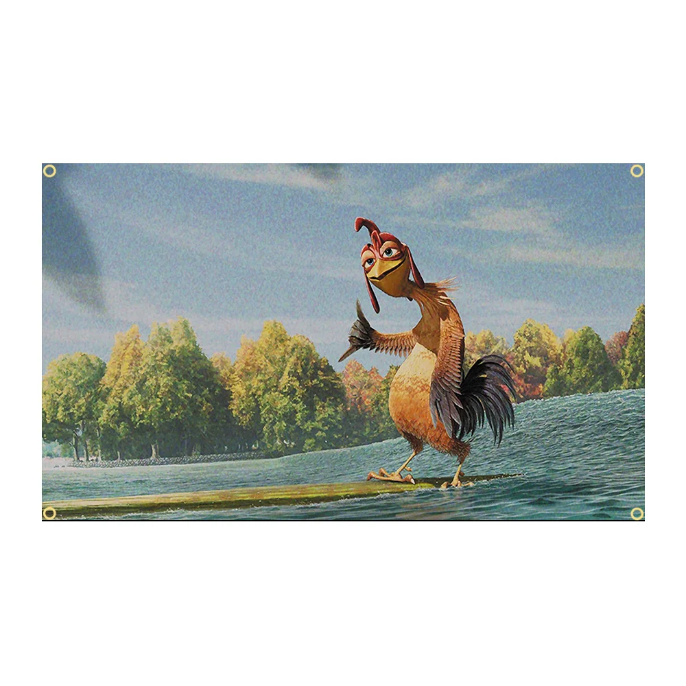 Gobelin Kurczak Joe Surfs Up meme 90x150 cm Niebiesko biały paska