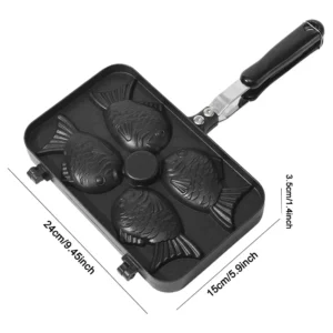 Gofrownica do taiyaki podwójna patelnia w kształcie ryby Czarny