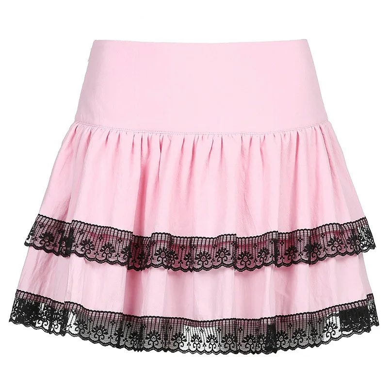 Gotycka spódniczka mini z koronką i falbanami 9531fh