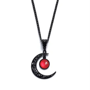 Gotycki naszyjnik z księżycem - wisiorek choker w stylu punk Aq 3410