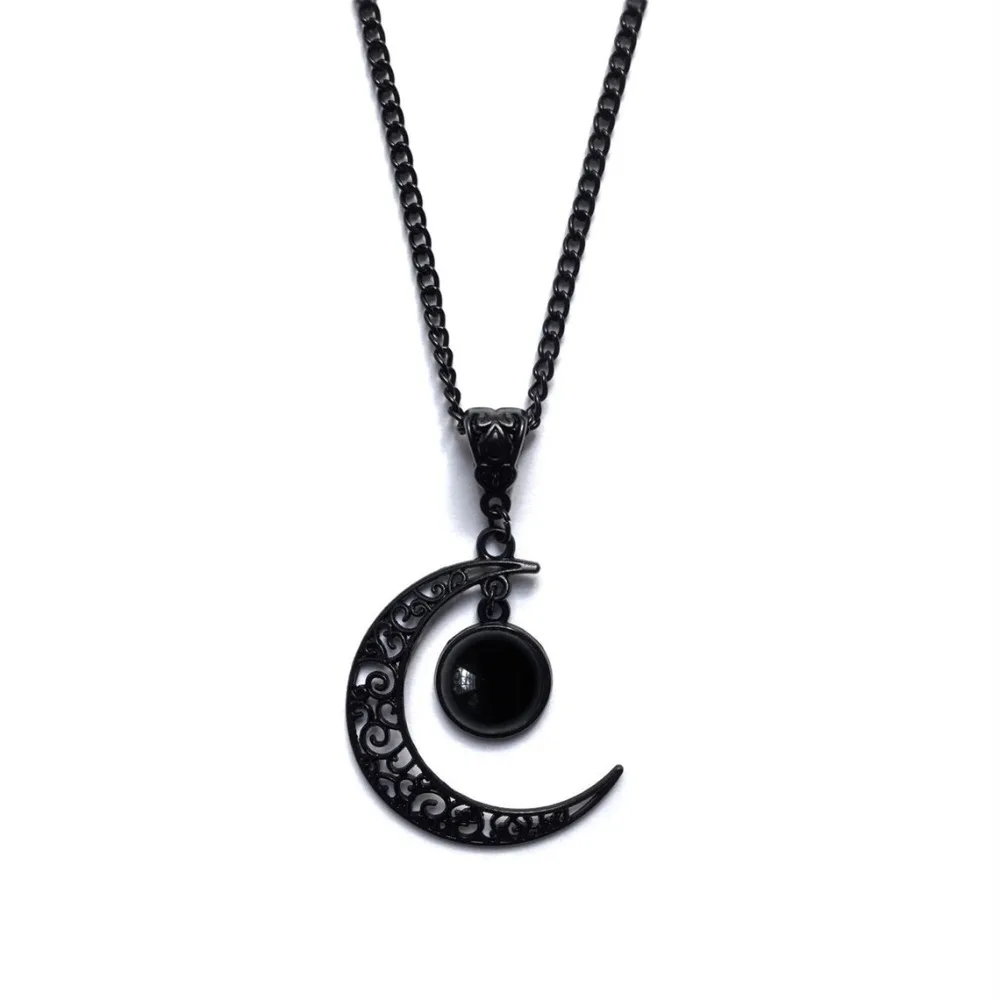 Gotycki naszyjnik z księżycem - wisiorek choker w stylu punk Aq 3411