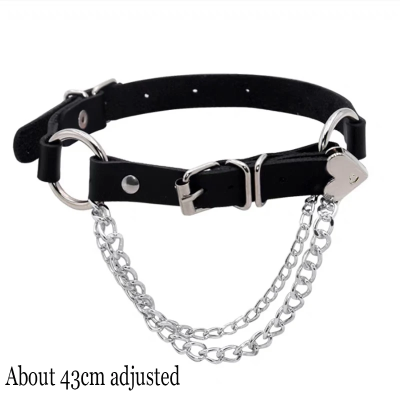 Gotycka skórzana bransoletka choker w stylu punk Heart chain