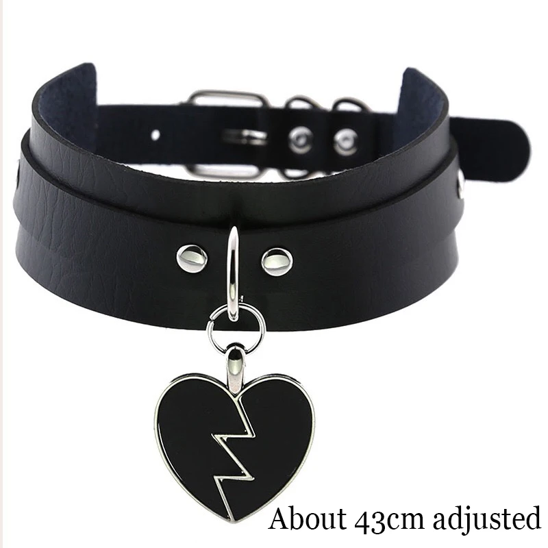 Gotycka skórzana bransoletka choker w stylu punk Heart sd