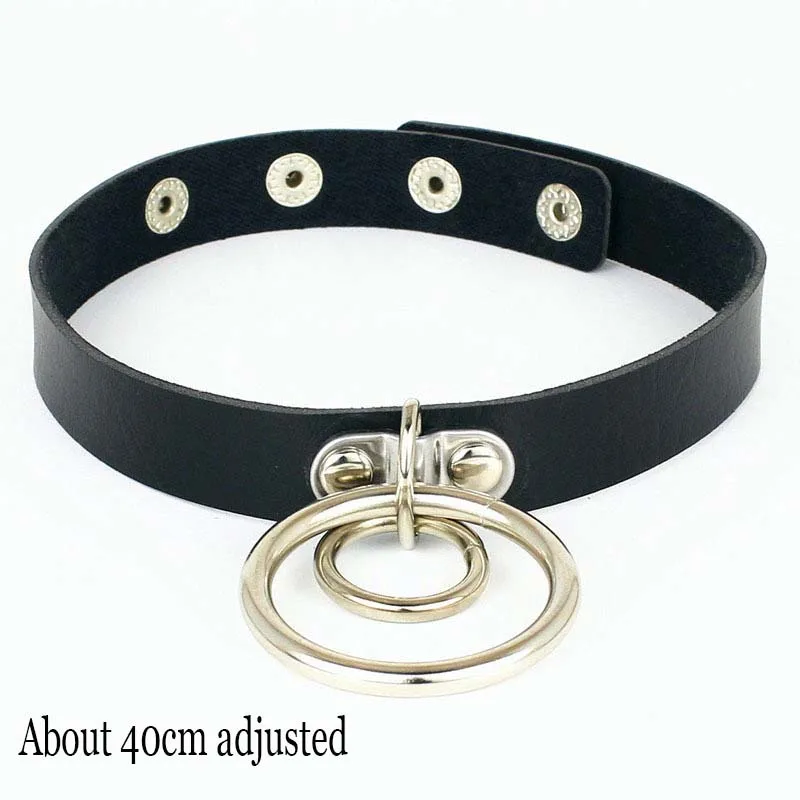 Gotycka skórzana bransoletka choker w stylu punk Two circle
