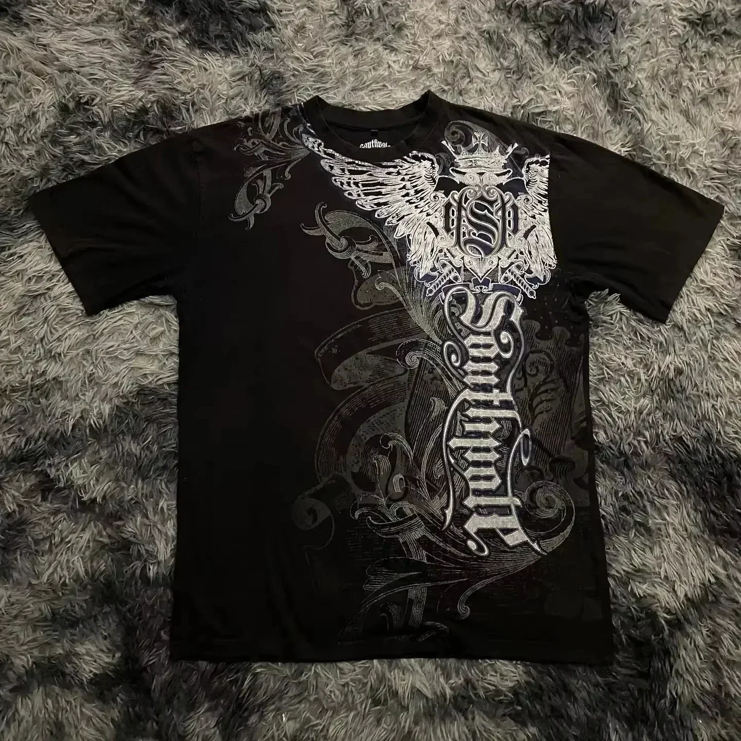 Gotycki t-shirt oversize z nadrukiem w stylu y2k unisex 1