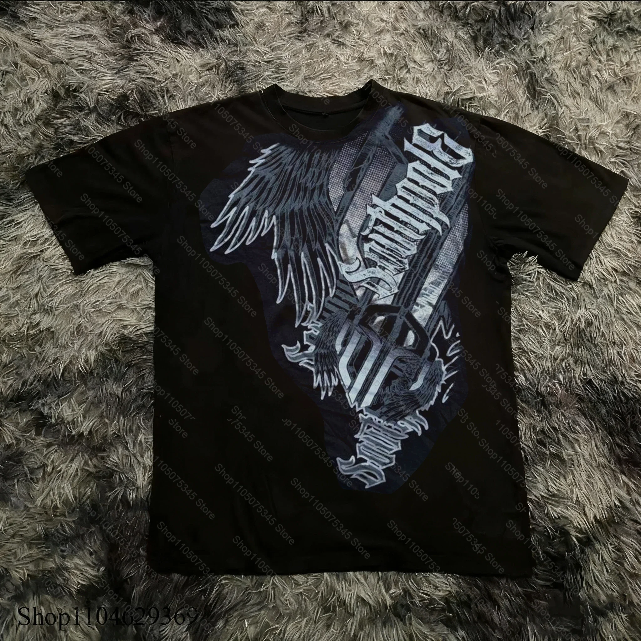 Gotycki t-shirt oversize z nadrukiem w stylu y2k unisex 13
