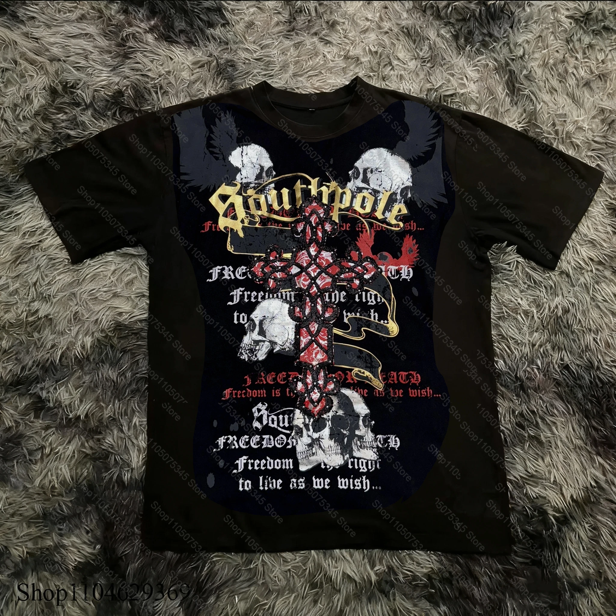 Gotycki t-shirt oversize z nadrukiem w stylu y2k unisex 14