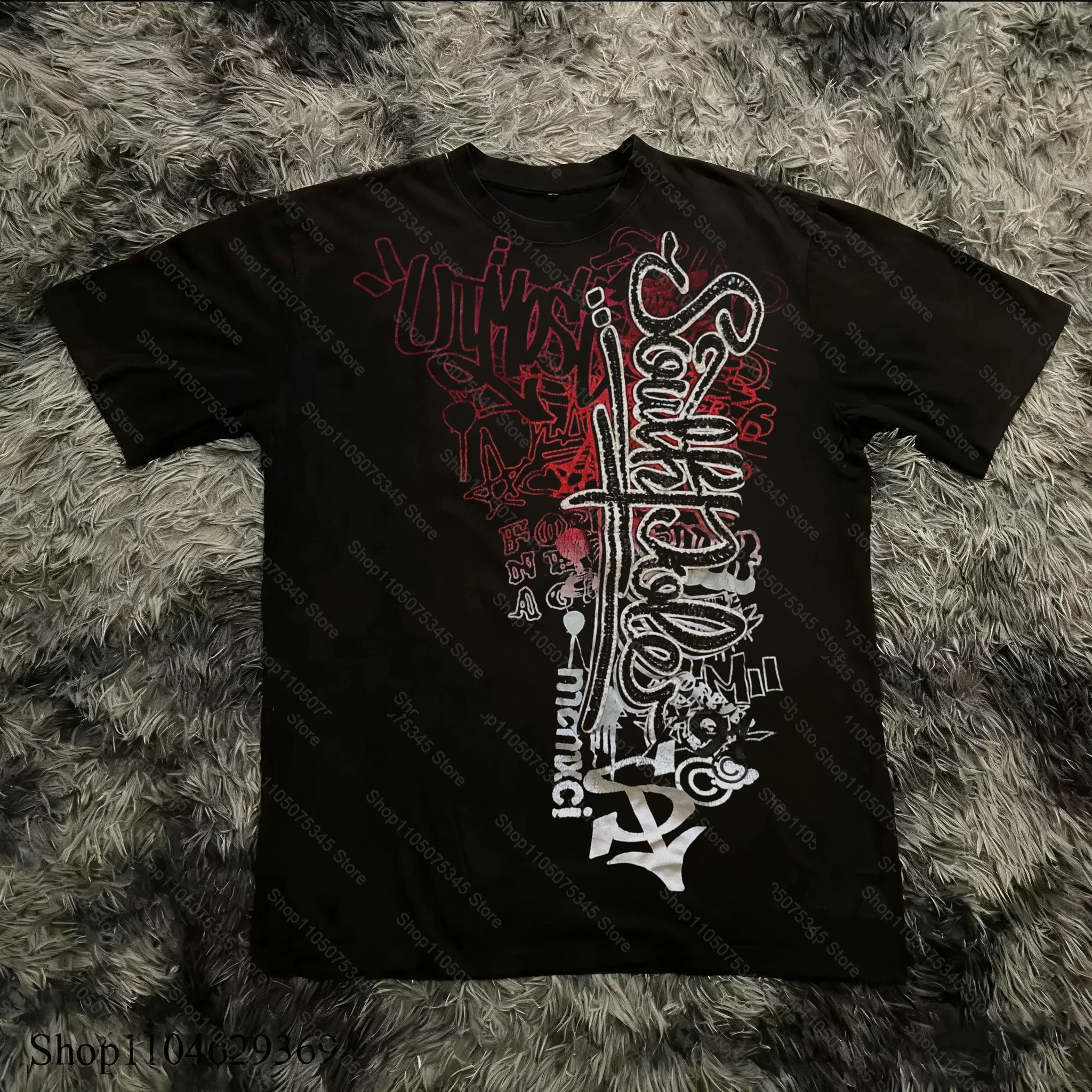 Gotycki t-shirt oversize z nadrukiem w stylu y2k unisex 8