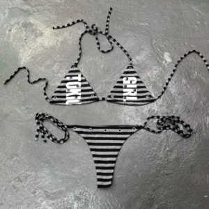 Gotyckie bikini z nadrukiem liter w stylu Y2K Hui