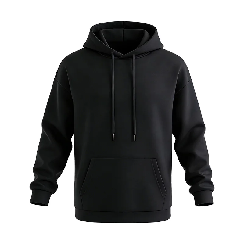 Gruba bluza z kapturem unisex ocieplana polarem Czarny